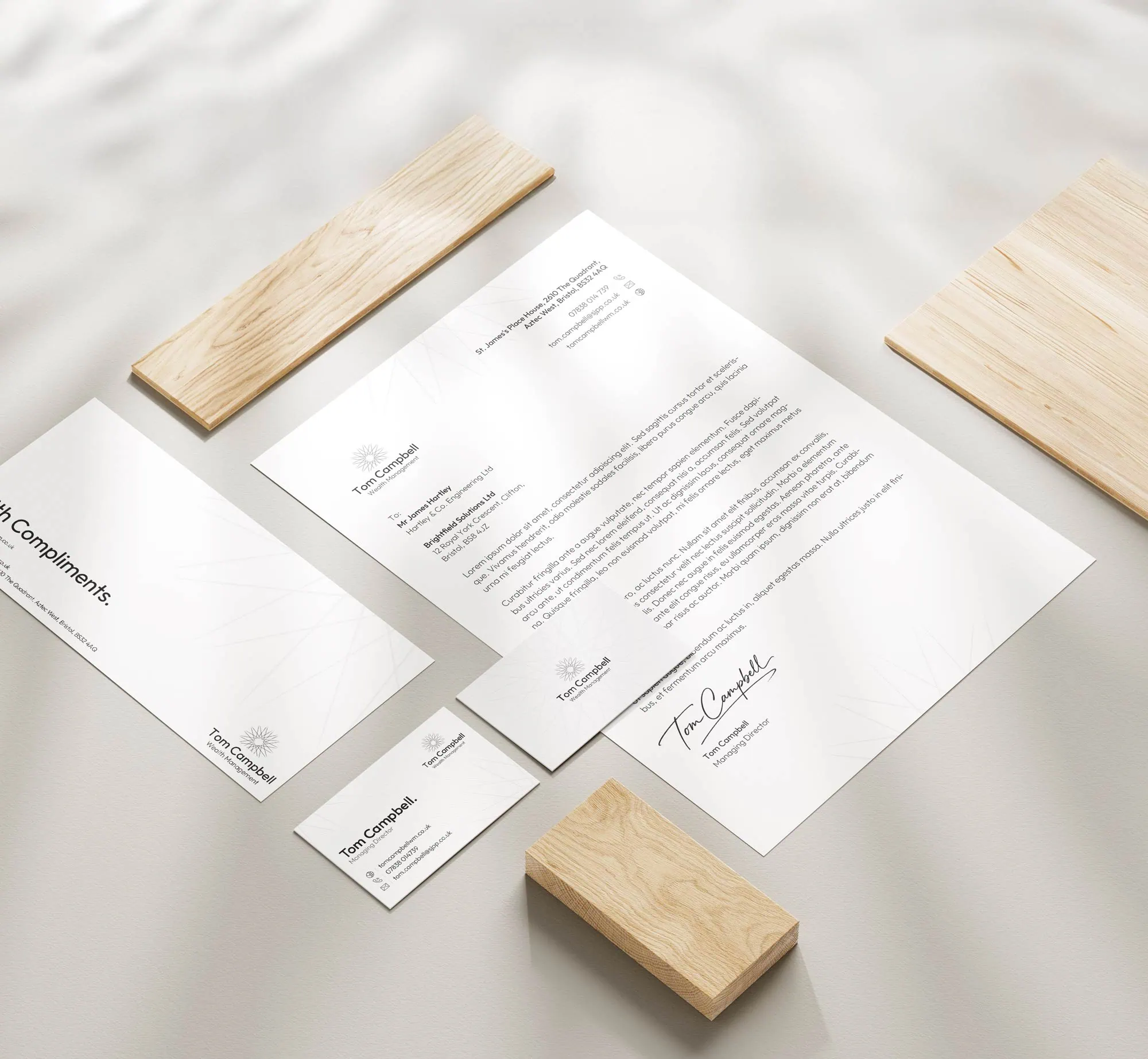 tinybox creative - Bristol creative agency client brand design assets, business cards, letterheads and compliment slips