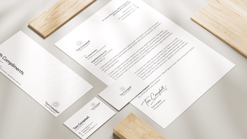 tinybox creative client brand design assets, business cards, letterheads and compliment slips